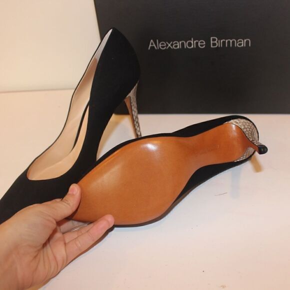 NEW Alexandre Birman Fechado Salto Alto Black/Natural Heels Women’s Size 10 - Picture 11 of 11